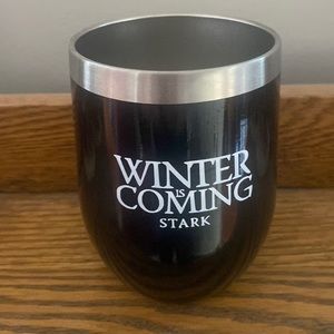 GOT GAME OF THRONES Black Wine Glass Mule Tumbler Winter Is Coming Stark
